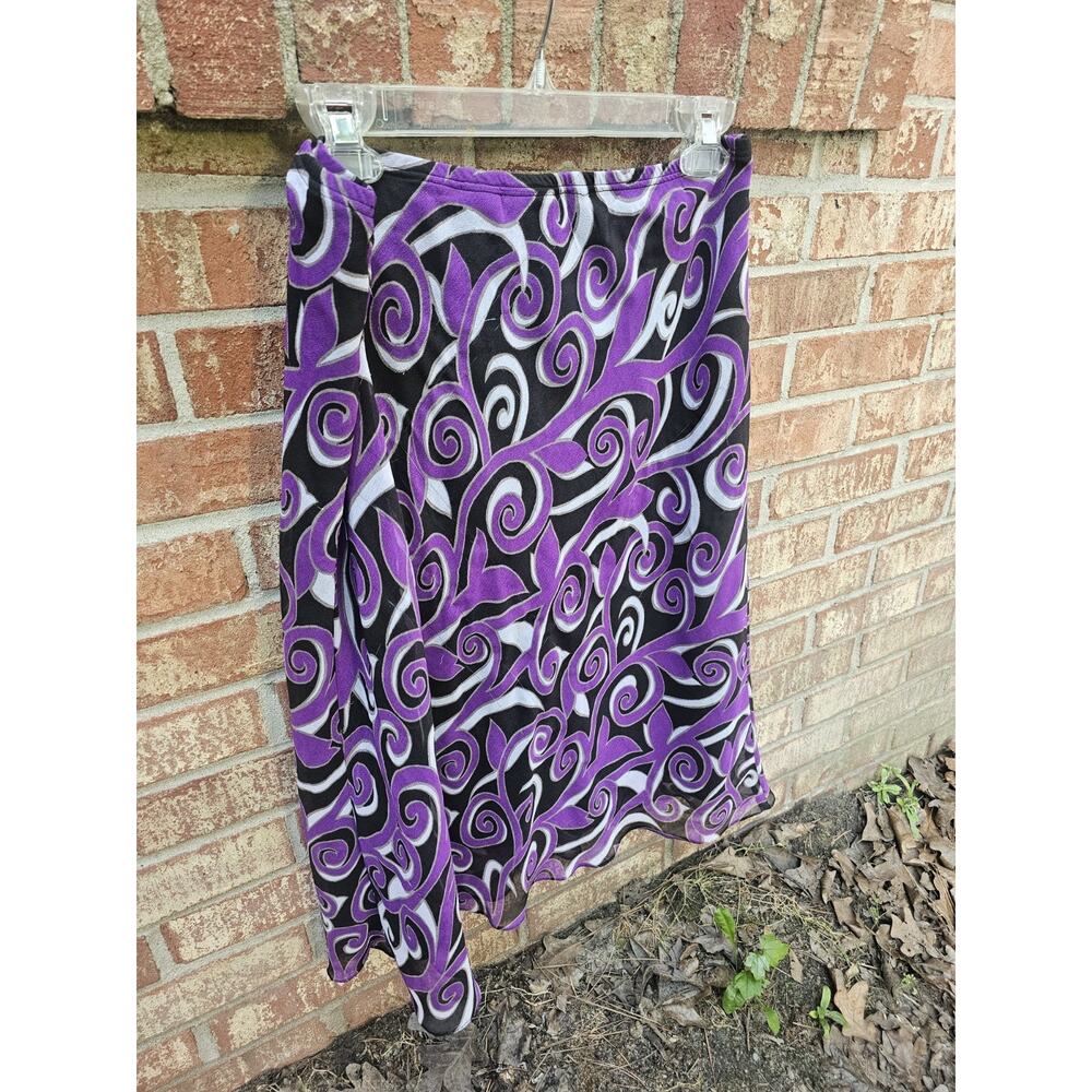 Y2K Abstract Swirl Filigree Midi Skirt Purple Black Mesh Overlay Gothic Witch 14